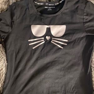 Karl Lagerfield Cat Face with Sunglasses Shirt